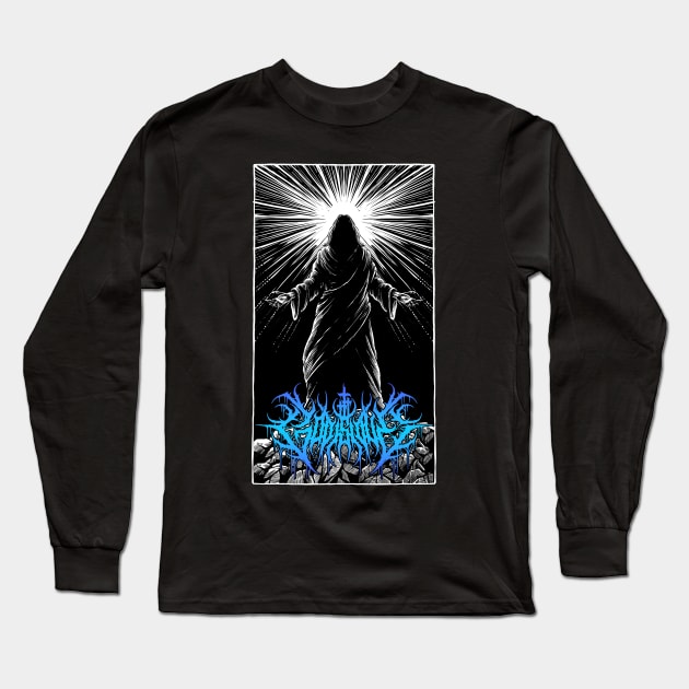 God is Love Redeemer  death metal design (Blue) Long Sleeve T-Shirt by Tmontijo
